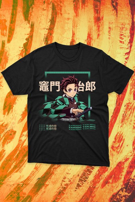 Tanjiro Kamado is the main protagonist of "Kimetsu no Yaiba". He is a Demon Slayer in the Demon Slayer Corps, who joined to find a remedy to turn his sister, Nezuko Kamado, back into a human and to hunt down and kill demons! Demon Slayer Tshirt, Demon Slayer Corps, The Demon Slayer, Slayer Shirt, Anime Tshirt, Nezuko Kamado, Tanjiro Kamado, Kimetsu No Yaiba, Demon Slayer