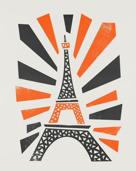 Eiffel Tower by Mark Eiffel Tower Illustration, Bon Voyage Gift, Mickey House, Eiffel Tower Art, Cut Paper Illustration, Unique Framing, Paris Gifts, Paris Illustration, Eiffel Tower Print