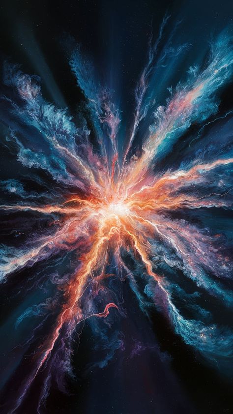 Immerse yourself in a cosmic wonder with our breathtaking supernova wallpaper. This vibrant artwork captures the explosive beauty of a distant celestial event, blending blues, purples, and fiery oranges in a surreal dance of light. Experience the fleeting nature of the universe with ethereal forms and shimmering highlights, evoking awe and inspiration. Perfect for space lovers, art enthusiasts, and cosmic explorers. Supernova Wallpaper, Mha Mina Fanart, Cosmic Wallpaper, Wallpaper Astronomy, Creation And Destruction, Painting Surreal, Supernova Explosion, Dance Together, Cosmic Art