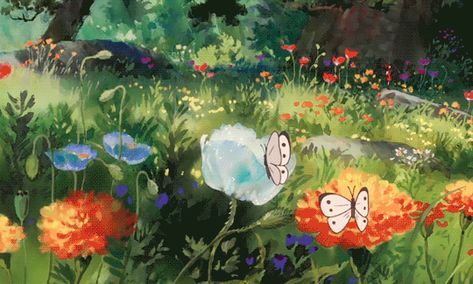 studio ghibli gifs Butterflies, Trees, Gif, Yellow, Flowers