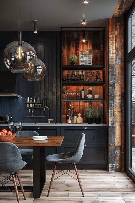 Dark Dining Room - Remodr Dark Wood Interior Design, Masculine Dining Room, Dark Wood Dining Room, Sophisticated Dining Room, Moody Dining Room, Dark Dining Room, Dining Room Modern, Family Dining Rooms, Wood Interior Design