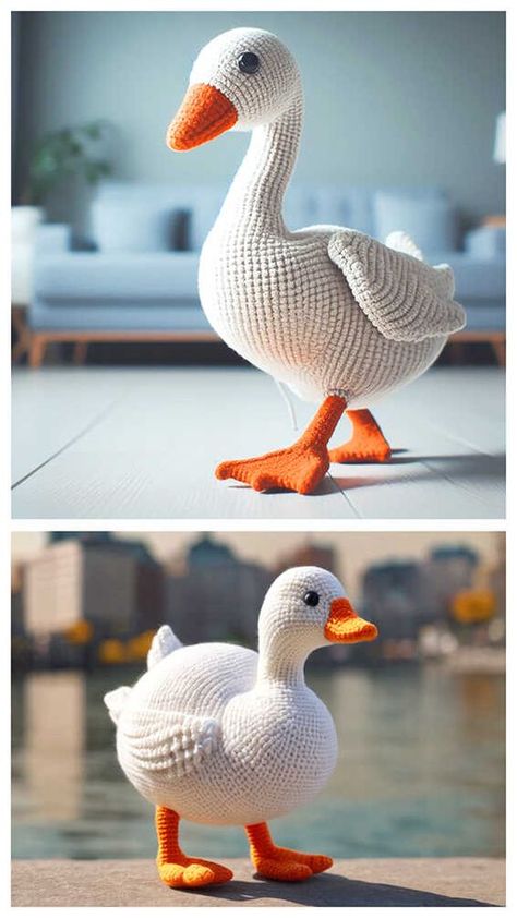 Amigurumi Goose Crochet Free Pattern - Free Crochet Patterns Goose Crochet Pattern, Goose Crochet, Crochet Goose, Crochet Amigurumi Patterns, Free Crochet Amigurumi, Canadian Goose, Step By Step Crochet, Amigurumi Elephant, Free Amigurumi Patterns