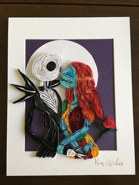 Quilled Jack and Sally Jack And Sally Crafts, Quilling Disney, Halloween Quilling, Quilling Techniques, Jack And Sally, Quilling Designs, Disney Crafts, Kids Fun, Paper Quilling