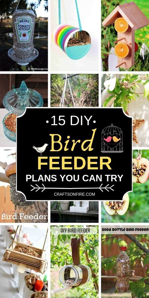 Garden Diy Furniture, Make A Bird Feeder, Bird Feeder Plans, Bird Feeder Craft, Homemade Bird Houses, Easy Bird, Homemade Bird Feeders, Bird House Feeder, Diy House Plans