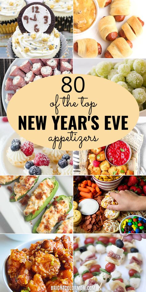 Get the best New Year's Eve Food ideas for parties with friends or families celebrating together! Full of appetizers, dips, and desserts for kids and adults, these easy bite-size foods are perfect for grazing. Combine recipes for creating traditional dinners or use them for quick, cheap entertaining for a crowd. There are make-ahead recipes for your crock pot, too! From healthy keto meals to fun kid-friendly sweets even teens will enjoy, these New Year's Eve foods are sure to bring good luck. Finger Foods Desserts, Nye Party Food, New Years Eve Appetizers, New Year's Eve Food, Nye Appetizers, New Years Eve Snacks, Nye Food, New Years Eve Menu, New Year's Snacks