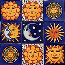 Check this out! Mexican Tile Art, Moon Wedding Theme, Spanish Home Decor, Mexican Talavera Tile, Mexican Tiles, Decorative Ceiling Tile, Mexican Home Decor, Talavera Pottery, Mexican Tile