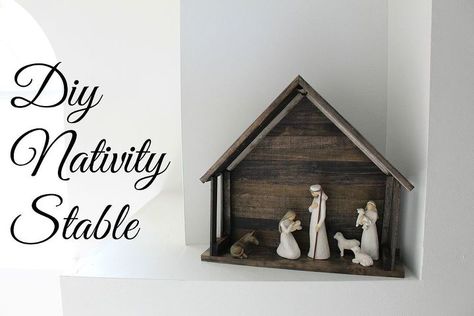 Diy Nativity Stable, Painted Sticks Diy, Nativity Display, Willow Tree Nativity, Sticks Diy, Nativity Stable, Holiday Pics, Paint Sticks, Diy Nativity