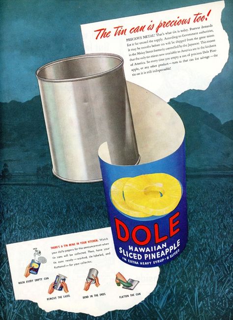 Dole1945008 Pineapple Vintage, Dole Pineapple, Canned Fruit, What Is Today, Veteran’s Day, Canned Food, Vintage Military, Print Ad, Tin Can