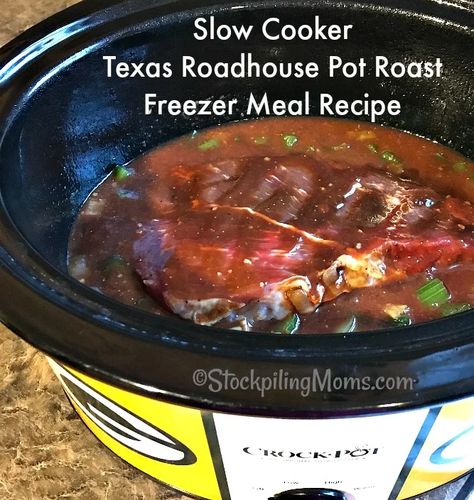 CopyCat Texas Roadhouse Pot Roast - STOCKPILING MOMS™ Pot Roast Freezer Meal, Roast Freezer Meal, Hamburger Dip, Food Crockpot, Copycat Texas Roadhouse, Frozen Recipes, Freeze Food, Pot Roast Crock Pot Recipes, Freezing Vegetables