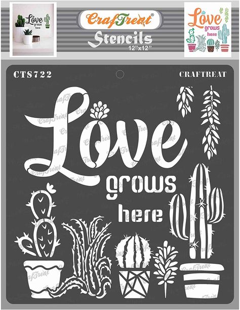 Amazon.com: CrafTreat Cactus Stencils for Painting on Wood Reusable - Cactus Stencil - Size:12"X12" Inches - Southwest Stencils for Canvas Painting for Adults - Cactus Stencils Large Southwest Stencils, Cactus Stencil, Painting For Adults, Stencils For Painting, Learn Crafts, Paint Cards, Stencil Painting, Diy Arts And Crafts, Crafts Sewing