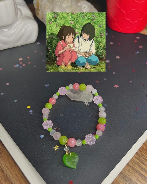 My studio ghibli themed jewelry just dropped today!! Here is everything included !! This jewelry is limited stock so once its sold out I wont be restocking, make sure you dont miss out 💗💗 these bracelets were made using real crystal beads and are created to last a very long time. Check it out 💗🙏🏽 link in bio #jewelry #jewelrymaking #crystaljewelry #smallbusiness #jewelrydesign #beadedjewelry #handmadejewelry #studioghibli #spiritedaway #princessmononoke #howlsmovingcastle #noface Ghibli Bracelet, My Studio Ghibli, Studio Ghibli Jewelry, Ghibli Jewelry, Peridot Crystal, Beads Bracelet Design, Themed Jewelry, Limited Stock, Diy Earrings