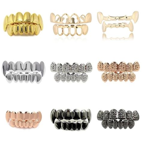 Hip Hop Teeth Grillz Set For Unisex Top Bottom Mouth Gold Silver Color Teeth Grills Tooth Caps Removable Dental Fashion Jewelry - AliExpress Men Grills, Tooth Caps, Teeth Grills, Teeth Covers, Grillz Teeth, Teeth Caps, Diamond Teeth, Grills Teeth, Teeth Braces