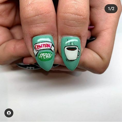 Friends Nails Tv Show, Friends Nails, Cute Simple Nails, Latest Nail Art, Rachel Green, Birthday List, Friends Tv, Cute Acrylic Nails, Green Nails