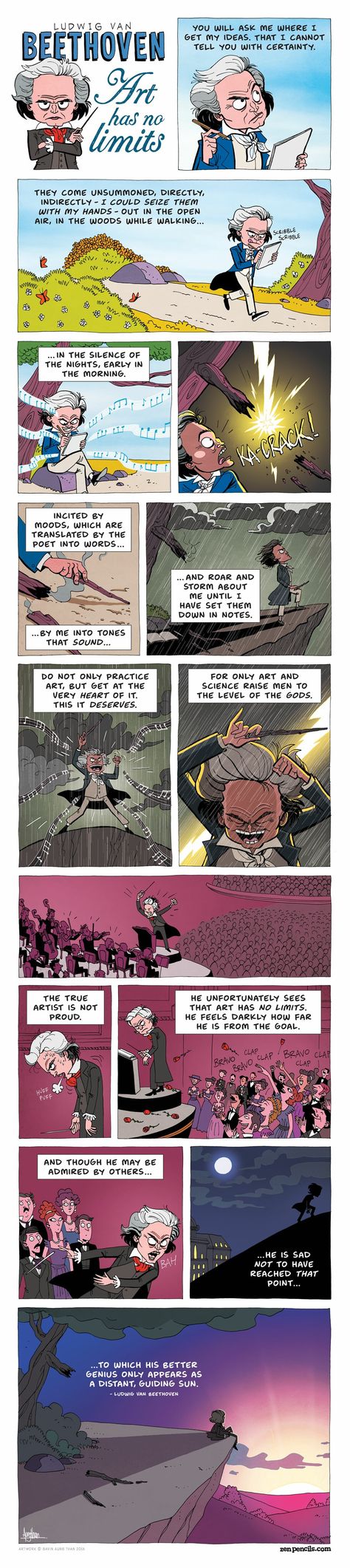 Beethoven Art, Zen Pencils, Ludwig Van Beethoven, Life Comics, Comics Story, Wibbly Wobbly Timey Wimey Stuff, Knowledge And Wisdom, Cartoon Quotes, Classical Music