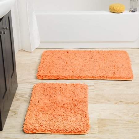 Peach Bathroom, Chenille Bath Mat, Orange Bathroom, Orange Bathrooms, Bathroom Mat Sets, Bathroom Rugs And Mats, Bathroom Rugs Bath Mats, Cotton Bath Rug, Bathroom Rug Sets