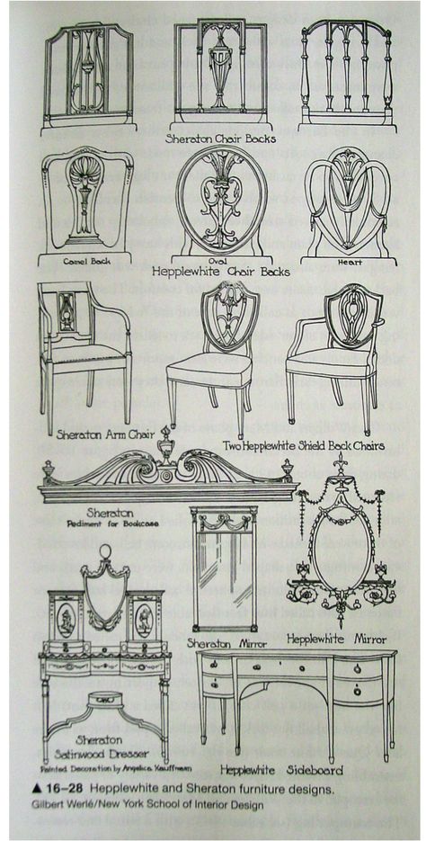 Hepplewhite and Sheraton Furniture examples of Georgian Style. Sheraton Furniture, Georgian Interiors, Georgian Furniture, Period Furniture, Antique Chairs, Furniture Details, Chair Style, Furniture Styles, Classic Furniture