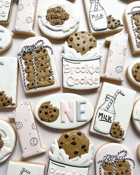 Jos Dough on Instagram: "Milk and cookies 🍪 🥛 . . . . . Oval and arch cutter by @6bittersweets . . . . . #milkandcookies #cookiesandmilk #milkandcookiesparty #cookiesandmilkparty #birthdaycookies #firstbirthdaycookies #customdecoratedcookies #sugarcookies #sugarcookiesofinstagram #sugarcookiedecorating #sugarart #cookies #cookiedecorating #cookiesofinstagram #decoratedcookies #decoratedsugarcookies #prettycookies #customcookies #royalicing #royalicingcookies #partyideas #marysvillewa #arlingt Milk And Cookies Second Birthday, Milk And Cookies Cookies, Cookie Baby Shower Theme, Royal Cookies, Baby Birthday Party Decorations, Cookie Birthday Party, First Birthday Cookies, Cookies Party, Simple Birthday Party