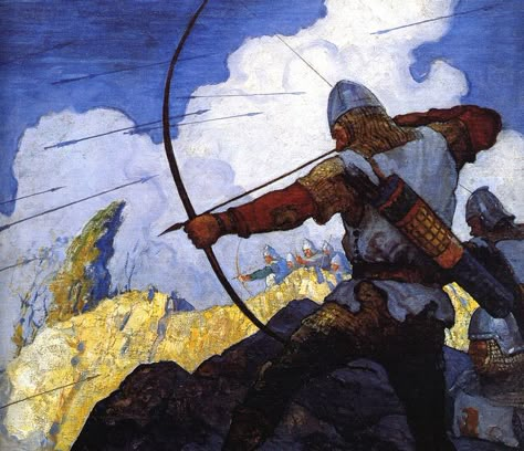 Nc Wyeth, N C Wyeth, Howard Pyle, White Company, A4 Poster, The White Company, High Fantasy, Medieval Art, 판타지 아트