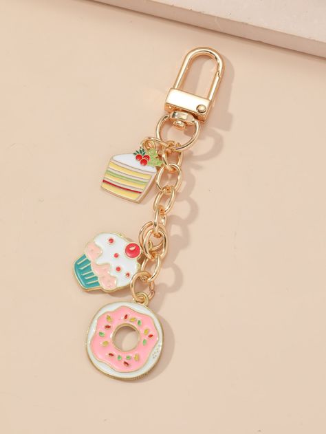 Multicolor  Collar  Zinc Alloy Cartoon Bag Charm Embellished   Bag Accessories Donut Decor, Cake Donut, Vegetable Bag, Donut Decorations, Cartoon Bag, Embellished Bags, Donut Shape, Keychain Charm, Christmas Accessories