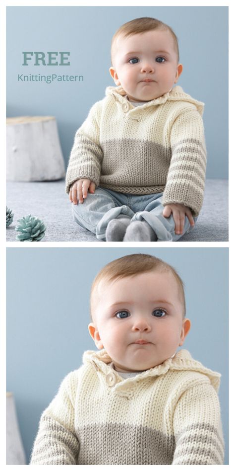 Easy Knit Baby Hooded Sweater Free Knitting Pattern - Knitting Pattern Little Boy Knit Sweater Patterns, Baby Sweaters Pattern, Free Baby Sweater Knitting Patterns Boys, Knitted Sweaters For Babies, Baby Sweater Knitting Pattern Boy, Free Knitted Baby Sweater Patterns, Easy Knit Baby Sweater, Baby Boy Cardigan Knitting Pattern Free, Free Baby Boy Knitting Patterns