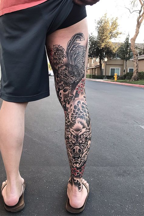 Asian Tattoos Men, Leg Tattoo Men Sleeve, Japanese Leg Sleeve, Japanese Legs, Explore Tattoo, Cool Chest Tattoos, Chest Tattoos, Asian Tattoos, Leg Tattoo Men