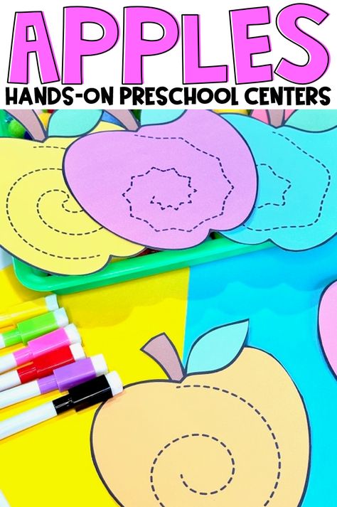 Are you looking for hands on apple centers for your preschool classroom? Then you will love our Apple Centers for Pre-k. Love this tracing spirals activity. Fall Theme Centers Preschool, Apple Centers Preschool, Apple Small Group Activities Preschool, Fall Center Activities Preschool, Apple Large Group Activities Preschool, Apple Activities Preschool Crafts, Apple Centers For Preschool, Fall Centers For Preschool, Apple Unit Preschool