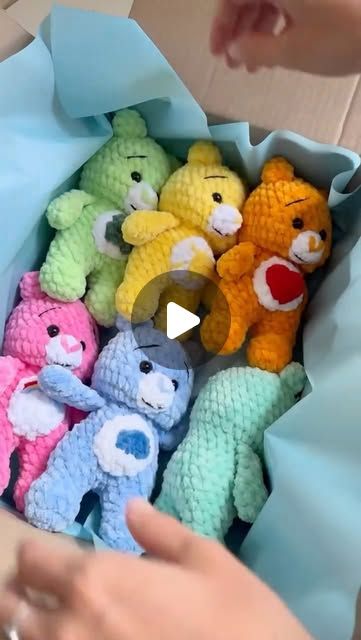 CROCHET PLUSHIES | В‘ЯЗАНІ ІГРАШКИ 💛💙 on Instagram: "Your 100% bestseller!

6in1 Care Bears crochet pattern is available on my Etsy on Sale, link in bio⬆️

DM me to order already made plushies⬇️" Care Bears Crochet, Care Bear Crochet, Crochet Care Bear, Crochet Plushies, Crochet Plushie, Bear Crochet, Care Bear, Care Bears, Dm Me