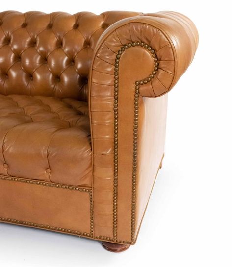 Brown Leather Chesterfield Sofa, Leather Chesterfield Sofa, Black Leather Sofas, Leather Chesterfield, Brown Leather Sofa, Tufted Leather, Living Room Sofa Design, Brown Sofa, Nail Head