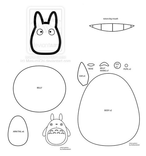 Totoro Felt, Totoro Crafts, Totoro Diy, Totoro Pattern, Totoro Party, Felt Template, Graffiti Drawings, Easy Graffiti, Totoro Plush