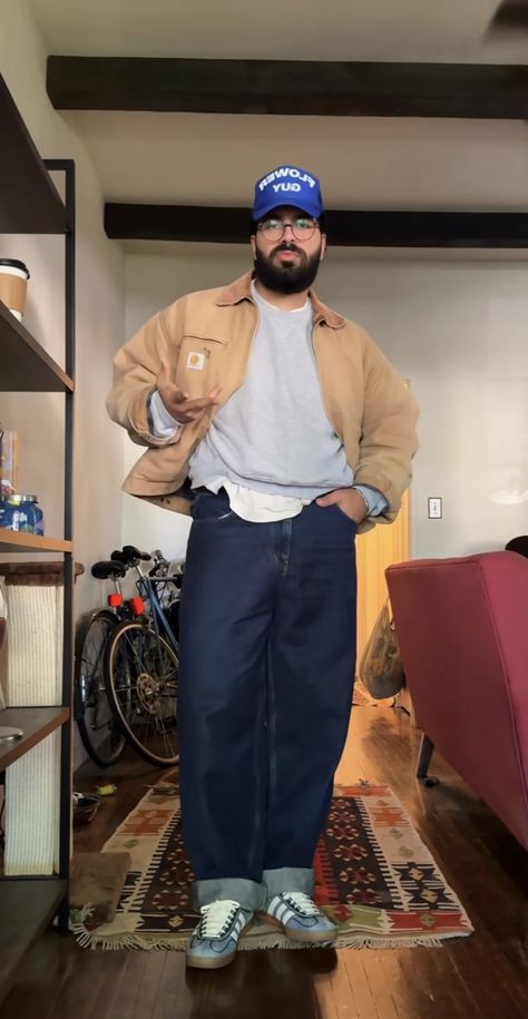 Grandpa Outfits Men, Eclectic Grandpa Mens Fashion, Thick Men Outfits, Dad Core Outfits, Plus Size Men Winter Outfits, Men’s Fashion Plus Size, Dad Bod Outfits, Mens Blundstone Outfit, Dad Fashion Aesthetic