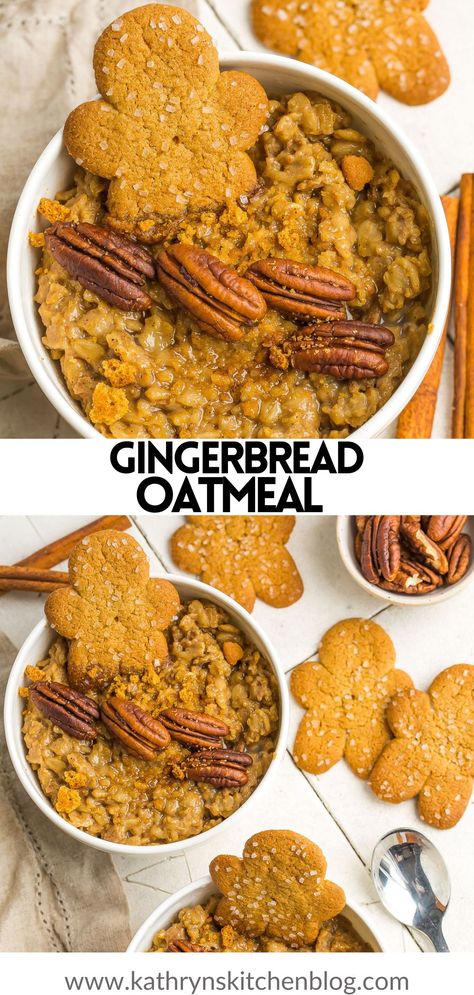 Gingerbread Oatmeal is made with classic gingerbread flavors and healthy wholesome ingredients! This easy breakfast is made on the stove top and takes less than 20 minutes to make! Gluten Free Oatmeal Recipes, Gingerbread Oatmeal, Oatmeal Healthy, Budget Food, Easy Gingerbread, Drink Inspiration, Oatmeal Recipe, Gingerbread Recipe, Healthy Oatmeal