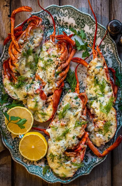 Lobster Thermidor | Dennis The Prescott Dennis Prescott, Lobster Thermidor, Lobster Dishes, Live Lobster, Lobster Recipes, Fish Dishes, Seafood Dishes, Finger Food, Fish Recipes