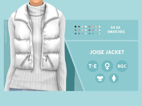 Mods Sims 4, Mod Jacket, Sims 4 Bedroom, Sims 4 Expansions, Sims4 Clothes, Goddess Hairstyles, Puffy Vest, Puffy Jacket, Sims 4 Clothing