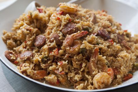 Cajun jambalaya is the love child of risotto and paella. The creaminess of the rice is similar to that of a well-made risotto, while the shrimp, andouille and chicken combination are reminiscent of paella. Crockpot Jambalaya Recipe, Cajun Jambalaya Recipe, Crockpot Jambalaya, How To Make Jambalaya, Seafood Jambalaya, Chicken Jambalaya, Cajun Jambalaya, Chicken And Sausage Jambalaya, Chicken Gumbo