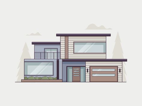 Modern by Josh Warren on Dribbble Dream House Sketch, Dream House Drawing, Simple House Drawing, House Design Drawing, Interior Design Sketchbook, Architecture Blueprints, Architecture Drawing Plan, Interior Architecture Drawing, House Design Exterior