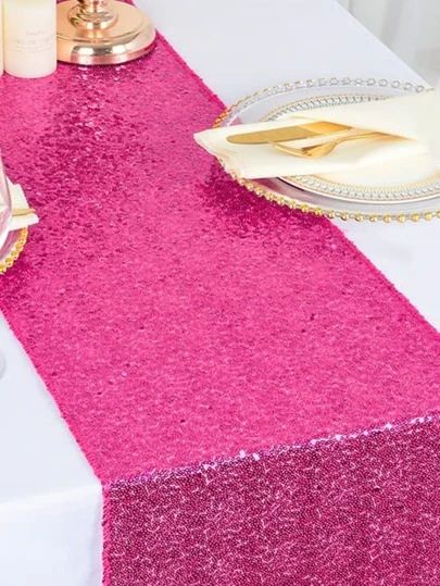 Hot Pink Party Decorations Sweet 16, Hot Pink Birthday Party, Banquet Table Decorations, Kitchen Table Runner, Hot Pink Birthday, Diy Resin Mold, Pink Party Decorations, Sequin Table Runner, Sweet 16 Decorations