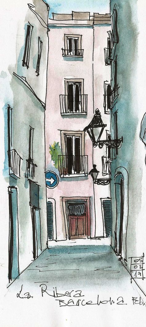 Architecture Drawing Sketchbooks, Watercolor Architecture, Watercolor Pictures, Architecture Drawing Art, Architectural Sketch, Art Painting Gallery, 수채화 그림, Urban Sketchers, Big Art