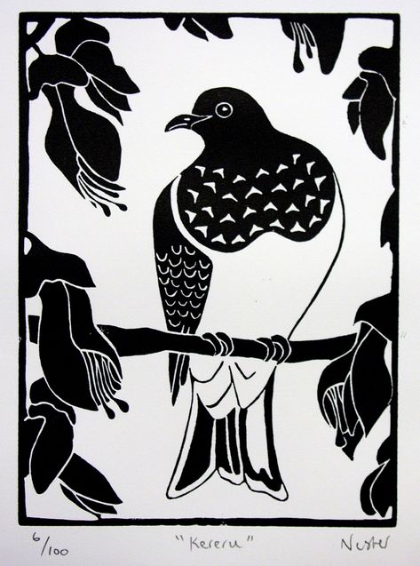 kereru | Nester Prints Nz Birds Art, Kereru Tattoo, Kereru Art, New Zealand Tattoo Ideas, Kiwiana Christmas, Paint Carving, Art Quilts Ideas, Bone Tree, Nz Flowers