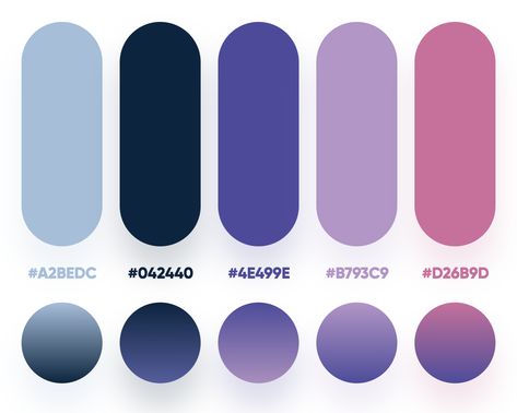 Entp Color Palette, Magical Colour Palette, Cosmic Color Palette, Blue And Purple Color Palette, Cute Color Palette, Blue Color Pallet, Flat Color Palette, Gradient Color Design, Desain Ui