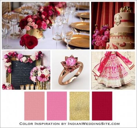 red blush pink gold indian wedding palette copy Romantic Wedding Colors, Indian Wedding Theme, Wedding Colors Red, Pink Wedding Rings, Gold Wedding Colors, Wedding Themes Summer, Indian Colours, Gold Color Palettes, Pink Color Schemes