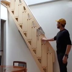 Reka Bentuk Rumah Kecil, Stairs For Small Spaces, Compact Staircase, Design Case Mici, Compact Stairs, Collapsible Furniture, Foldable Stairs, درج السلم, Folding Stairs