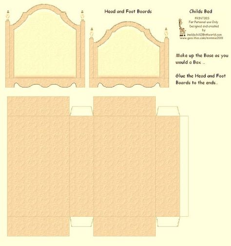 Printable paper Bed Doll Printies, Paper Furniture, Dollhouse Bed, Mini Furniture, Dollhouse Bedroom, House Template, Dollhouse Printables, Paper Doll House, Doll House Crafts