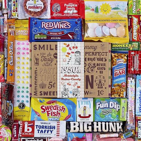 Amazon.com : VINTAGE CANDY CO. RETRO CANDY GIFT BOX - Nostalgia Candies - Flashback Assorted Gift Basket - PERFECT Throwback For Adults, College Students, Men or Women, Kids, Teens (1950s) : Grocery & Gourmet Food 1950s Candy, 80s Candy, Fun Dip, Beads Candy, Maps For Kids, Retro Candy, Candy Gift Box, Vintage Candy, Best Candy