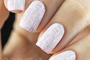 Pale Pink Tweed Nail Stamping Gel Nail Art Designs, Minimalist Nail Art, Pink Tweed, Nail Paint, Minimalist Nails, Gel Nail Art, Nail Stamping, Acrylic Nail Designs, Nails Art