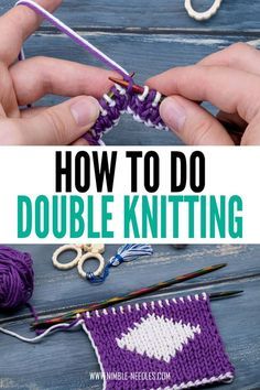 Double Knit Potholder, Crafts By Amanda, Knitting With Two Colors How To, Knit Stitch Vs Purl Stitch, Double Knitted Potholders, Knit Color Change, Double Yarn Knitting, How To Knit Different Colors, How To Double Knit Tutorials