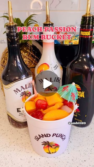 Amber Shirelle on Instagram: "👀 is THIS enough liquor?? 🤨😭😭
•
•
📝Peach-Passion Rum Bucket
Equal pts of Coconut and Peach Rum
1/2 pt Passionfruit Liqueur
Fill with juice to your preference 💞
(🍍🥭Pineapple-Mango and 🍓🍑Strawberry-Peach)
•
•
•
•
•
#RumLovers #Cocktails #CocktailsOfInstagram #Tipsy #CocktailsAtHome #HomeBar #HomeBartender #Sips  #CraftCocktails #Mixology #Mixologist #Rum #MalibuRum #Malibu #Passoa #RumPunch #RumBucket #MixedDrinks #HappyHour #Its5oclockSomewhere #Travel #CocktailGram #Drinkstagram #PrettyDrinks #QuietStorm  #QuietStormCocktails #QuietStormMixology #RumCocktails" Rum Bucket, Peach Rum, Malibu Coconut, Drink Bucket, Alcholic Drinks, Party Drinks Alcohol, Malibu Rum, Rum Cocktails, Rum Punch