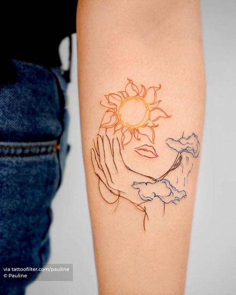 Tattoo Sonne, Fine Line Tattoo, Sun Tattoos, Line Tattoo, Cute Tattoos For Women, Classy Tattoos, Discreet Tattoos, Subtle Tattoos, Hand Tattoo