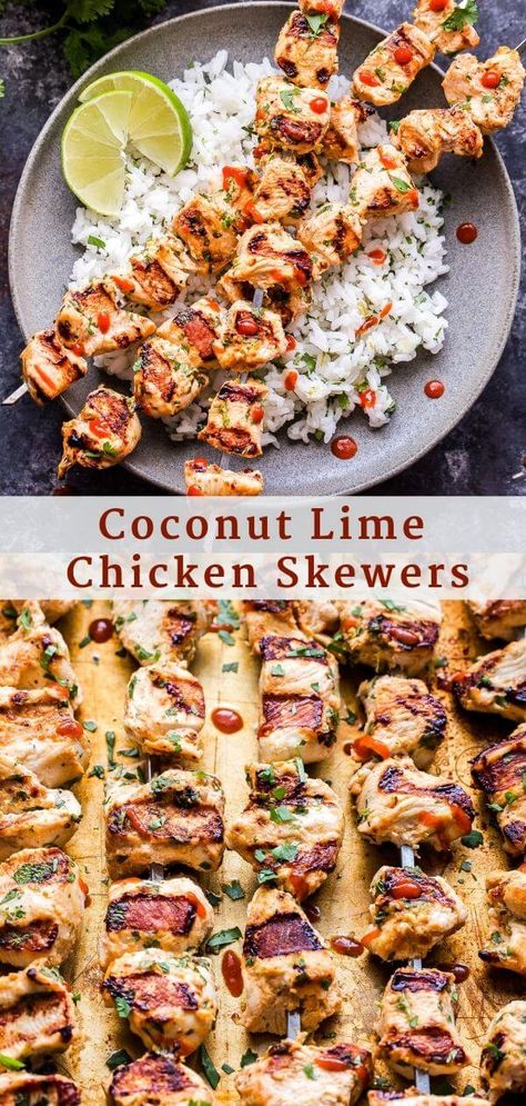 Rosemary Chicken Salad, Coconut Lime Chicken, Chicken Skewer Recipe, Greek Lemon Chicken, Skewer Recipes, Dinner Chicken, Healthy Grilling, Grilling Chicken Breast, Coconut Rice