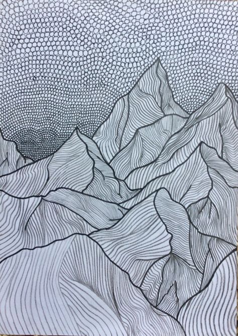 Mountain Zentangle, Mountain Drawing, Zentangle Drawings, Art Portfolio, A Drawing, Abstract Artwork, Drawings, Art