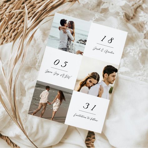 Wedding Invite Poses, Horizontal Save The Date, Simple Save The Dates, Save The Date Invitation Ideas, Save The Dates Ideas, Wedding Invitations With Photos, Wedding Save The Date Ideas, Unique Save The Date Ideas, Save The Date Wedding Invitations